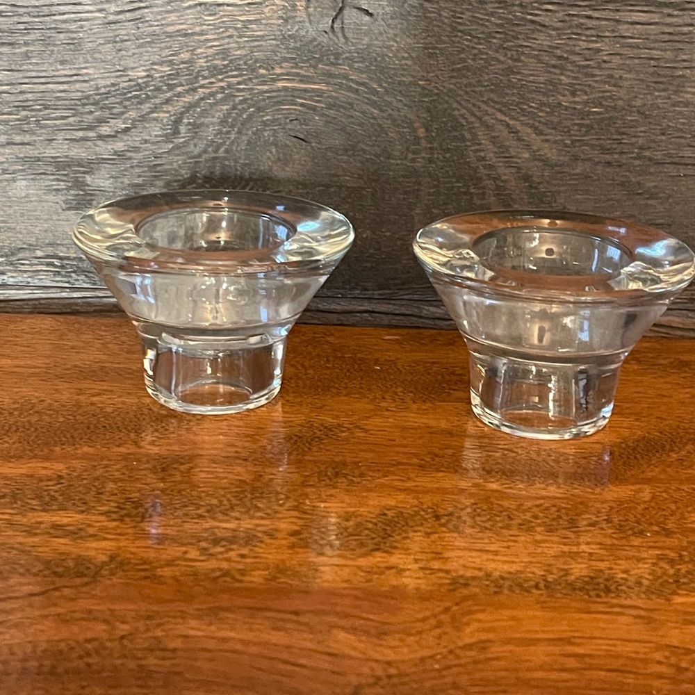 Elegant Clear Glass Reversible Votive or Candlestick Holders